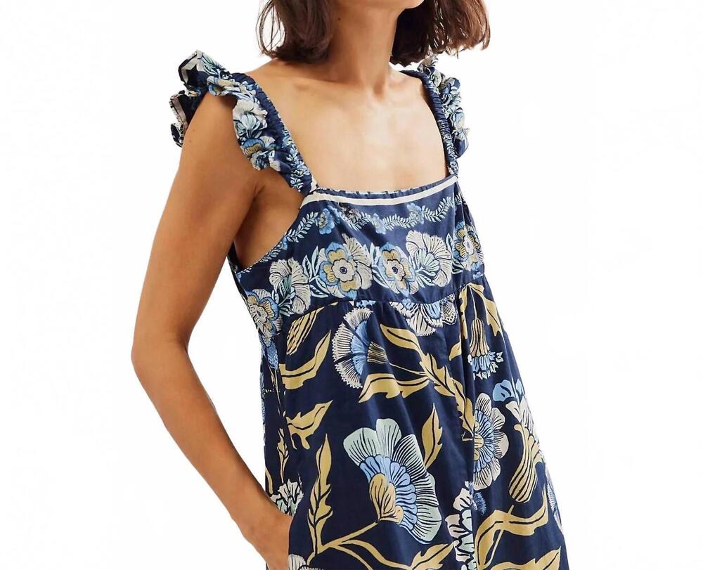 NEW FREE PEOPLE bali albright wide leg jumpsuit in navy combo - Picture 9 of 10